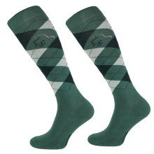 Podkolanówki jeździeckie bawełniane, mint/ ciemny zielony