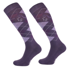 Podkolanówki jeździeckie bawełniane, fioletowe/ lila