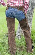 Czapsy westernowe skórzane, brązowe