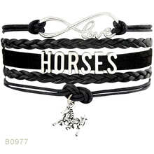 Bransoletka Love Horses regulowana, czarna