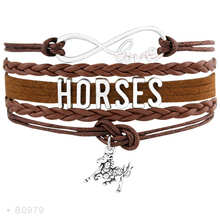 Bransoletka Love Horses regulowana, brązowa