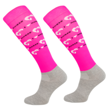 Podkolanówki jeździeckie funkcyjne na lato, neon pink/love horses