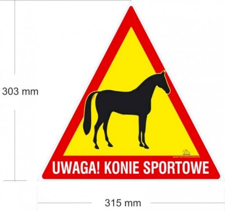 Naklejka UWAGA KONIE SPORTOWE