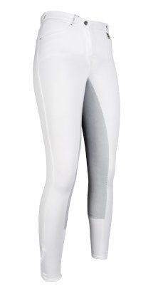 Bryczesy HKM Comfort Fit, biały/jasny szary