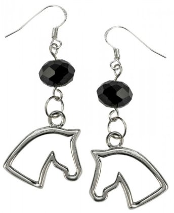 Kolczyki HR końska głowa z czarnymi kryształkam