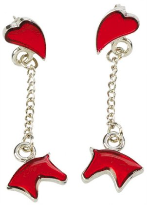 Kolczyki HR z głową konia i serce