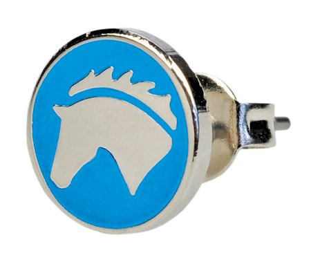 Kolczyki na sztyfcie HR końska głowa, niebieskie