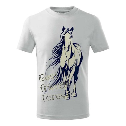 Koszulka dziecięca z koniem Friends Forever, biała