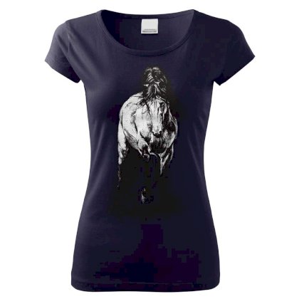 Koszulka z koniem Luka, T-shirt z koniem, granatowa