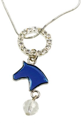 Naszyjnik HR z głową konia i cyrkoniami, niebieski