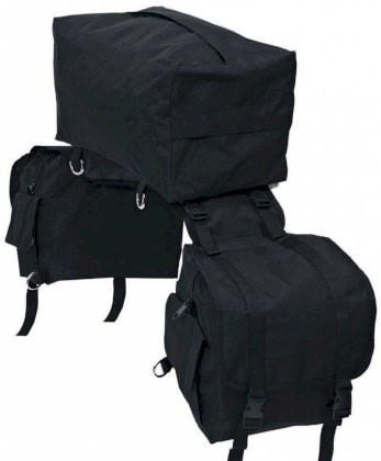 duża sakwa rajdowa mocowana do siodła wykonana z wodoodpornego nylonu.