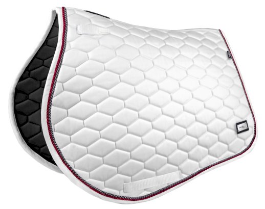 Elegancko wykończony czaprak dostepny w czterech pięknych, klasycznych kolorach, zaprojektowany tak, by idealnie dopasować go do swoich potrzeb. Czaprak FP HEXAGON D ROPED, biały Fair Play