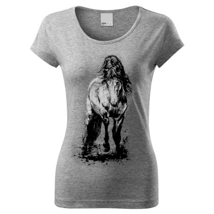 Koszulka z konikiem Luka, T-shirt z koniem.,szara