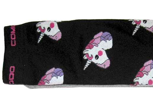 Podkolanówki jeździeckie Microfibre, czarne biały jednorożec