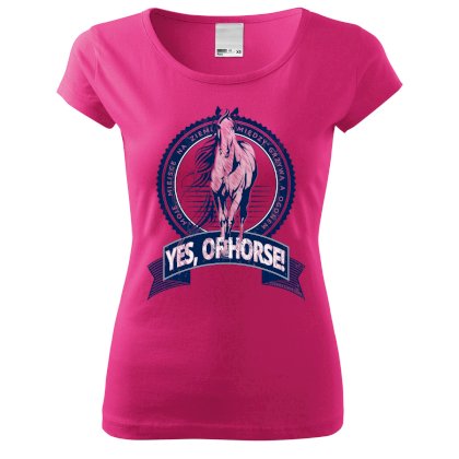T-shirt damski z koniem, magnolia
