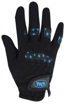 Rękawiczki jeździeckie York Estrella czarno-turkusowe