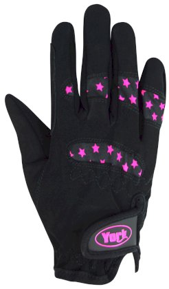 Rękawiczki jeździeckie York Estrella, czarno-różowe
