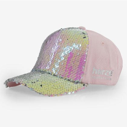 Czapka dziecięca z daszkiem i cekinami KIDS SEQUIN, różowa
