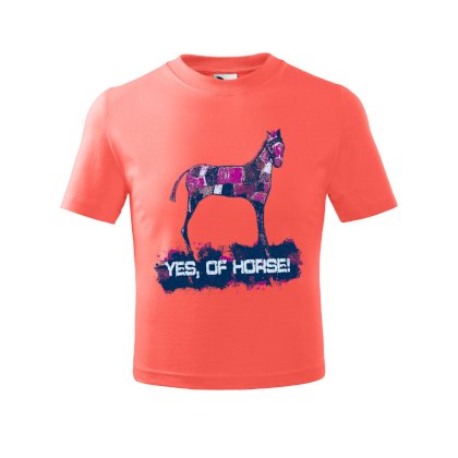 Koszulka dziecięca z koniem Kolor, coral
