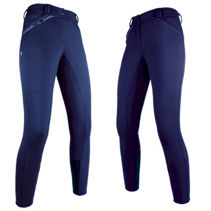 Bryczesy zimowe HKM Morello z pełnym lejem silikonowym, indigo