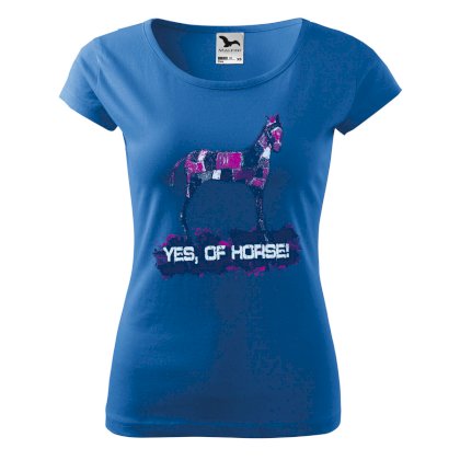 Koszulka damska z kolorowym koniem, lazurowa