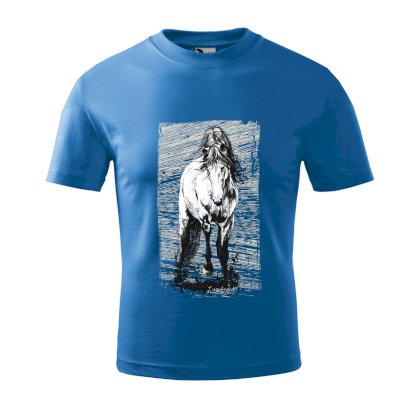 Koszulka młodzieżowa z konikiem Koń1, lazurowa