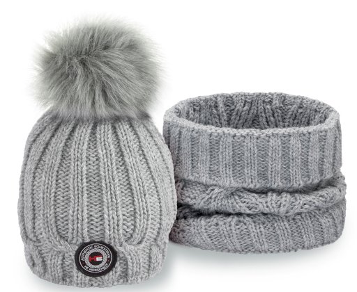 Czapka z kominem Horsenjoy Lara, jasnoszara