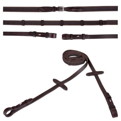 Wodze BR z zapięciami na haczyki, brązowe/srebrne