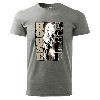 Koszulka męska z napisem Horse Lover, szary melanż