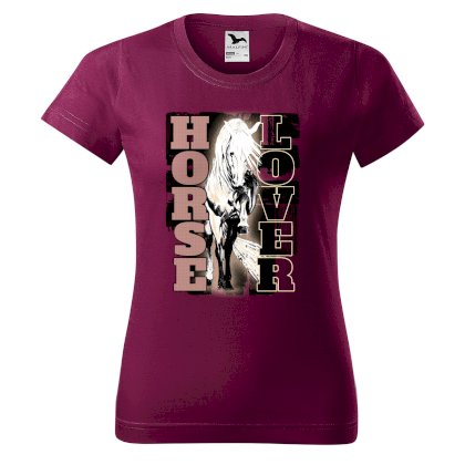 Damska koszulka na konie Horse Lover, fuksja