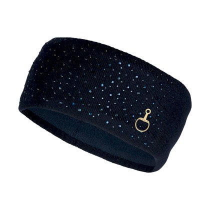 Ciepła opaska z kryształkami, granatowa
