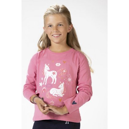 Dziecięca koszulka na konie Pony Dream z długim rękawem, ciemny róż
