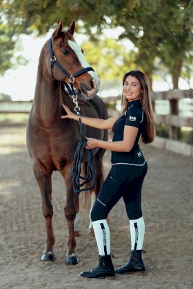 Młodzieżowe legginsy jeździeckie Horze Adara, granatowe