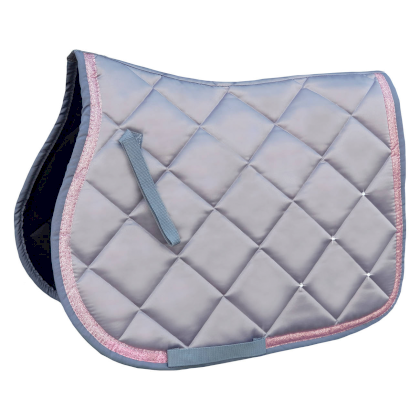 Czaprak HE Satin z kryształkami, szaro-różowy