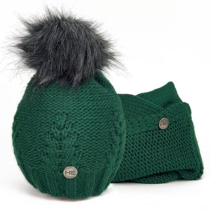 Komplet zimowy czapka z kominem Horsenjoy Mirella, zielony