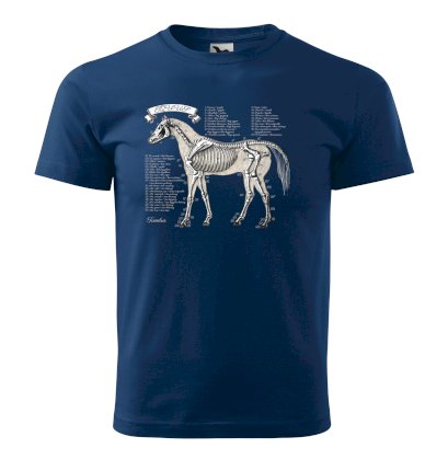 Koszulka bawełniana ze szkieletem konia, niebieska