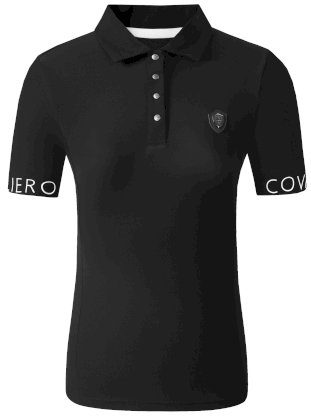 Koszulka jeździecka Polo damska Covalliero S/S 2025, czarna