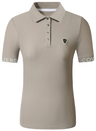 Koszulka jeździecka Polo damska Covalliero S/S 2025, beżowa