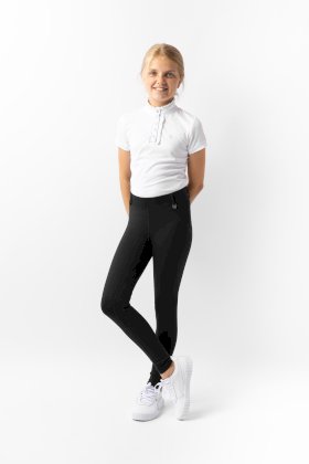 Dziecięce legginsy ocieplane do jazdy konnej Horze DEA, czarne Dziecięce legginsy ocieplane do jazdy konnej Horze DEA, czarne