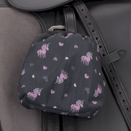 Pokrowce na strzemiona QHP Lize czarny/fiolet jednorożce