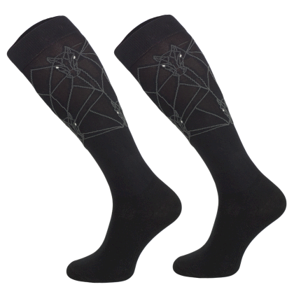 Podkolanówki jeździeckie funkcyjne, czarne/geometric