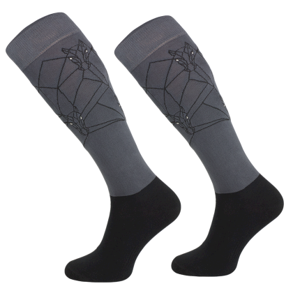 Podkolanówki jeździeckie funkcyjne, szare/geometric