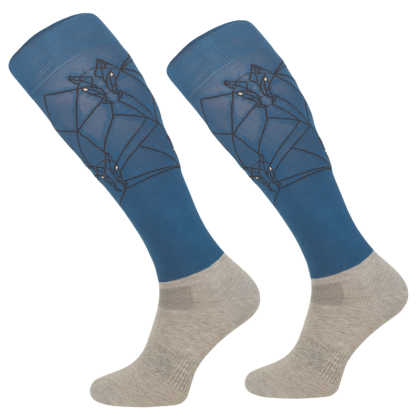 Podkolanówki jeździeckie funkcyjne, petrol/geometric