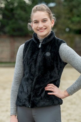 Kamizelka pluszowa do jazdy konnej dziecięca HKM Ruby, czarna