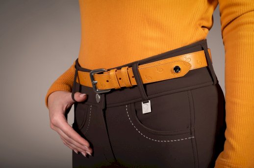 Pasek skórzany Lauria Garrelli Arezzo, musztardowy Pasek skórzany Lauria Garrelli Arezzo, musztardowy