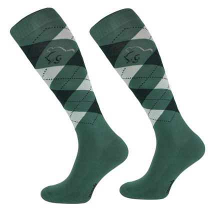 Podkolanówki jeździeckie bawełniane, mint/ ciemny zielony Podkolanówki jeździeckie bawełniane, mint/ ciemny zielony