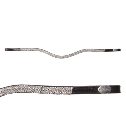 Naczółek skórzany Kavalkade Princess, czarny/białe kryształki