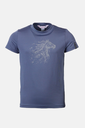 T-Shirt do jazdy konnej dla dzieci Young Rider Wilda, niebieski przygaszony