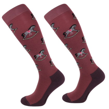 Podkolanówki jeździeckie Comodo, koń na biegunach, bordo Podkolanówki jeździeckie Comodo, koń na biegunach, bordo