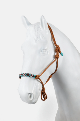 Halter sznurkowy z ozdabianym nachrapnikiem w stylu western, brązowy Halter sznurkowy z ozdabianym nachrapnikiem w stylu western, brązowy